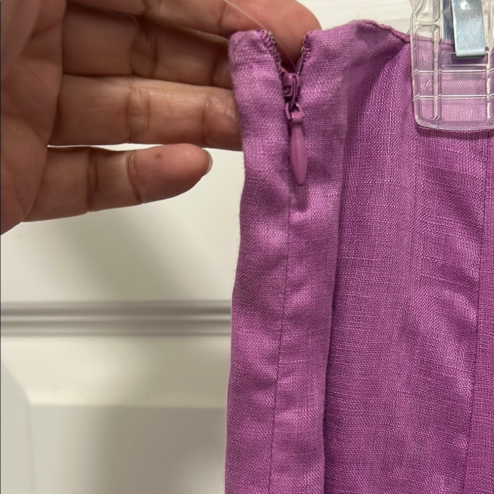 Ralph Lauren Purple A-Line Pleated Skirt Size 14 100% Linen Lined Side Zip NWT! - Picture 6 of 11